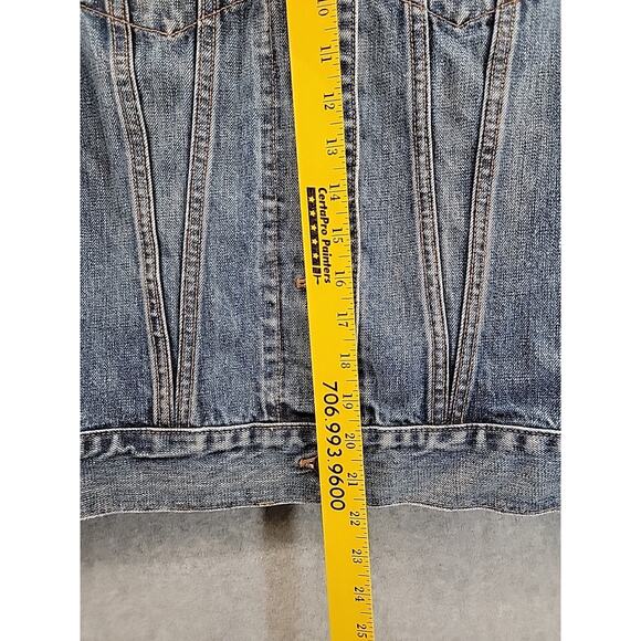 GAP Y2K Denim Jean Jacket‎ Women's Size Medium 100% Cotton With Faded Wash 2002 - Picture 10 of 16